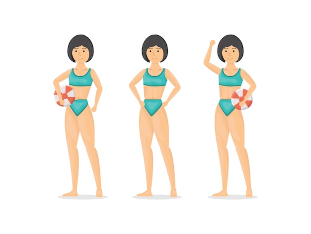 summer character vector beach cartoon tropical sea element body travel office manager body face art