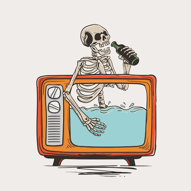 summer chill background with enjoy skeleton drunk