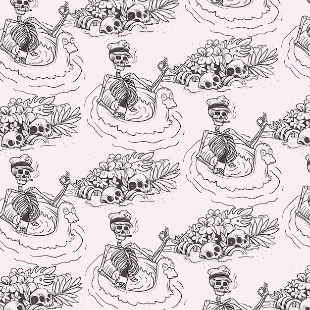 summer chill pattern with relax skeleton