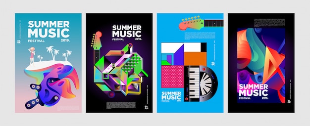 Summer Colorful Art and Music Festival Poster and Cover 