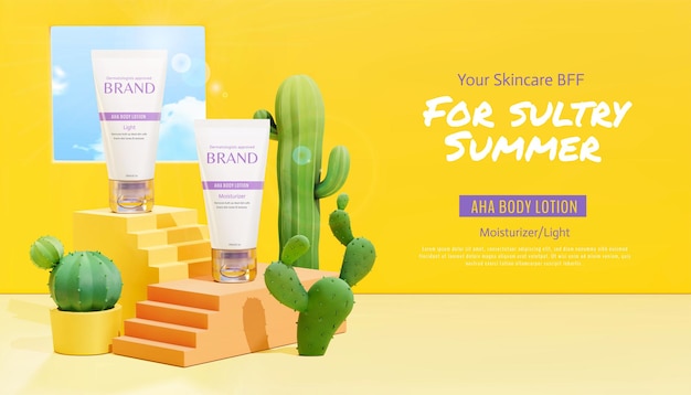 Summer cosmetic lotion ad template