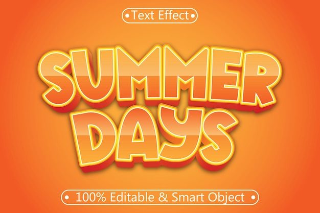 Summer Days Editable Text Effect 3 dimension Emboss Cartoon Style