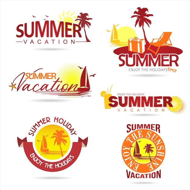 Summer design elements and symbols labels and badges set vector illustration