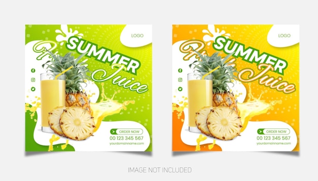 Summer drink menu social media post or banner Premium vector