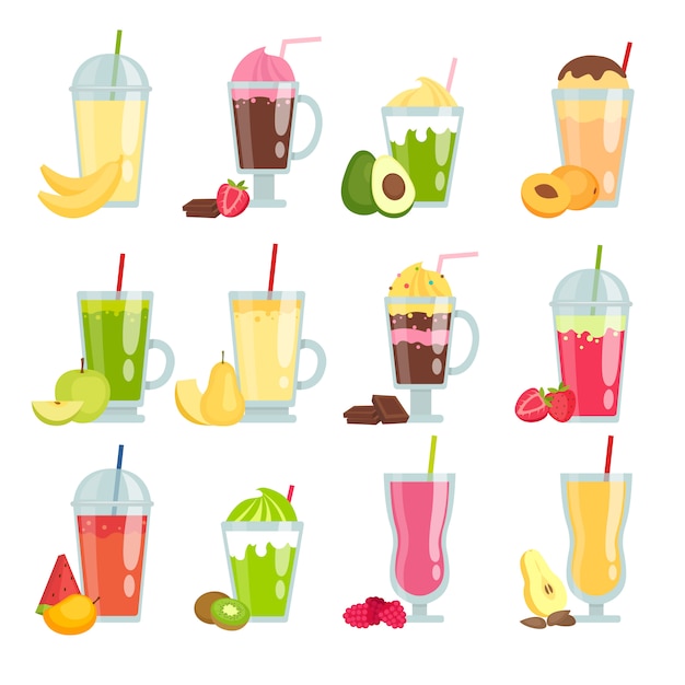 Summer drinks smoothie. Various fruit juice and smoothie