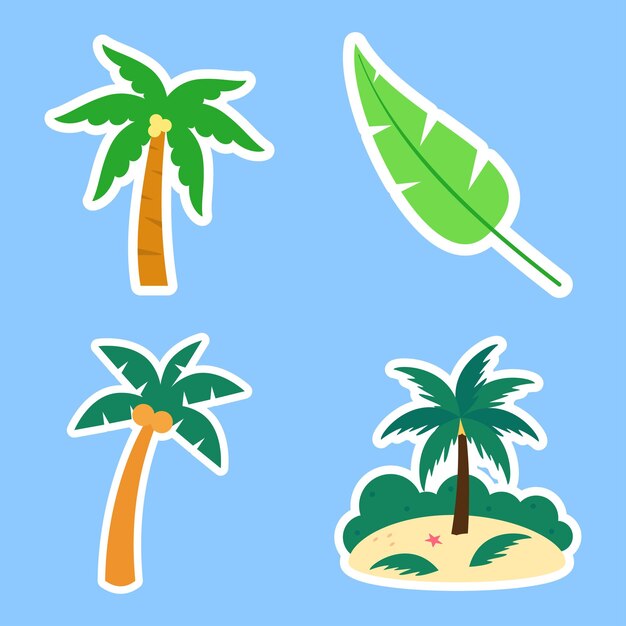 Vector summer element sticker collection