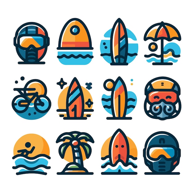 Summer elements vector set design Summer beach elements collection Vector illustration tropical