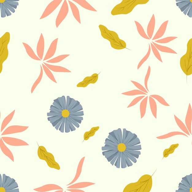 Summer exotic flower and leaves illustration seamless pattern for wallpapers fabric and card print