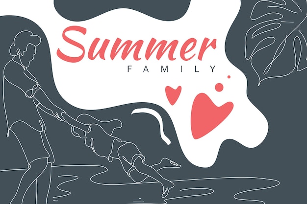 Summer Family Flat Illustration abstract background line art Sales promotion material