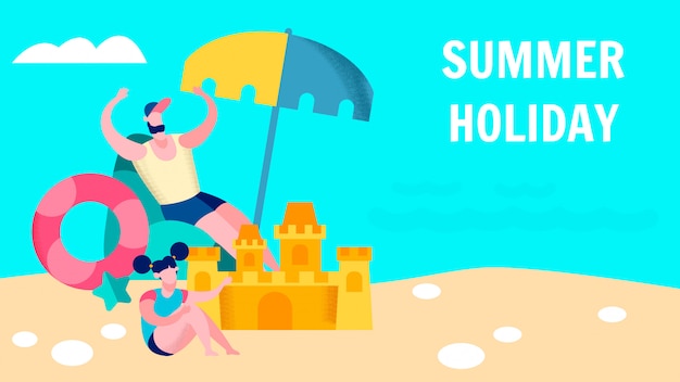 Summer Family Holidays Vector Banner Template