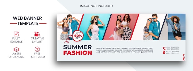 Vector summer fashion sale social media banner template