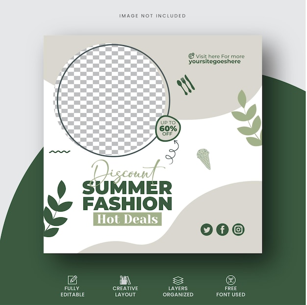 Summer fashion sale social media web banner design or Social media post or Instagram post template