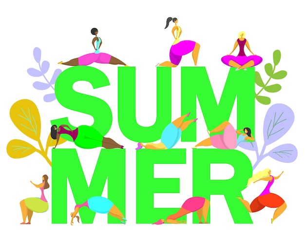 Summer fitness vector poster banner design template