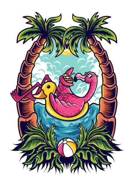 Summer Flamingo illustration