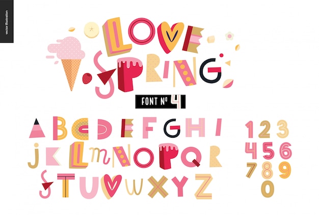 Summer flat alphabet font