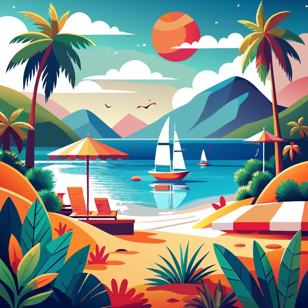 Vector summer flat design vector illustration