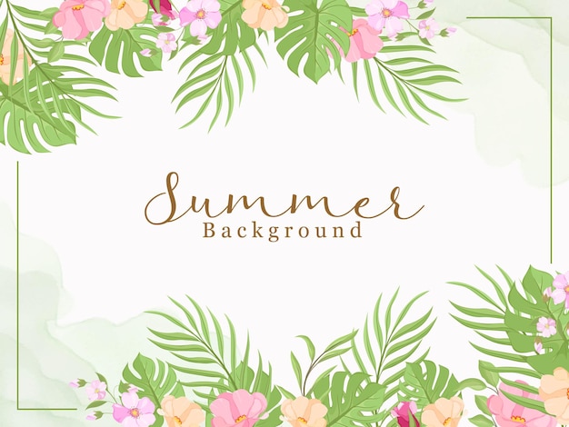 Summer Floral frame Template.