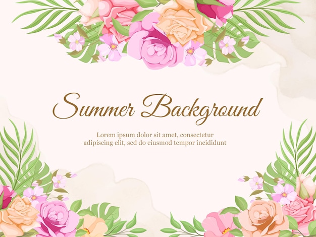 Summer Floral frame Template.