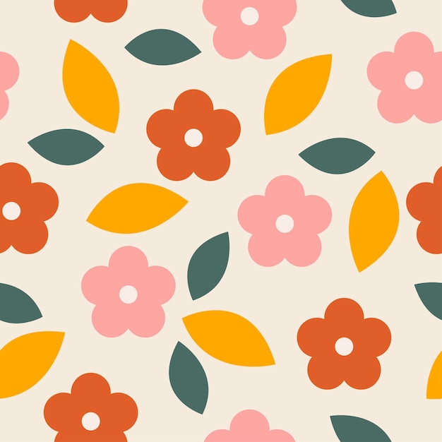 summer flowers seamless pattern and background