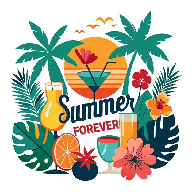 Vector summer forever typography tshirt design