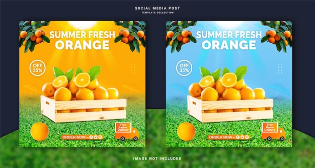 Summer Fresh Orange Fruits Flavors Editable Unique Instagram Ad Concept Social Media Post Template