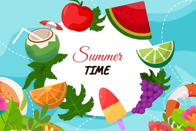 Summer fruit elements background