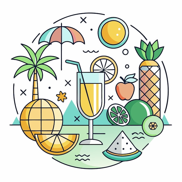 Summer Fruit Juice Illustration