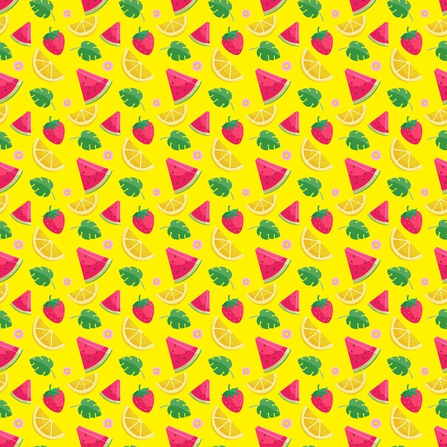 Summer fruits seamless pattern template background