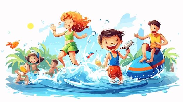 Vector summer fun cartoon vector illustration