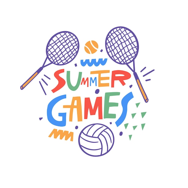 Summer Games Hand drawn holiday lettering phrase Modern typography poster