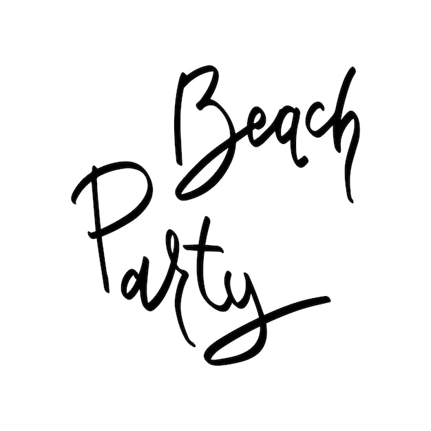 Summer hand drawn brush letterings Summer typography beach party vector illustration