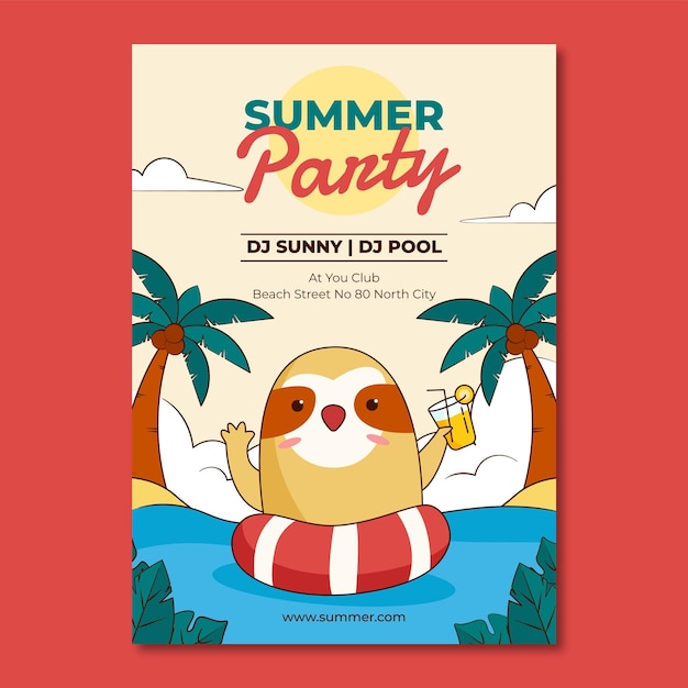 Summer Hand drawn Flat summer party poster