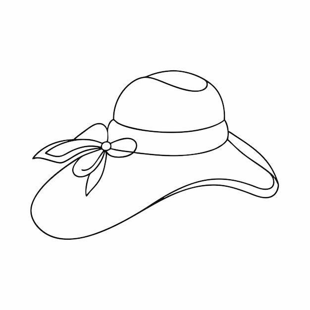 Vector summer hat isolated on white background continuous line drawing 3