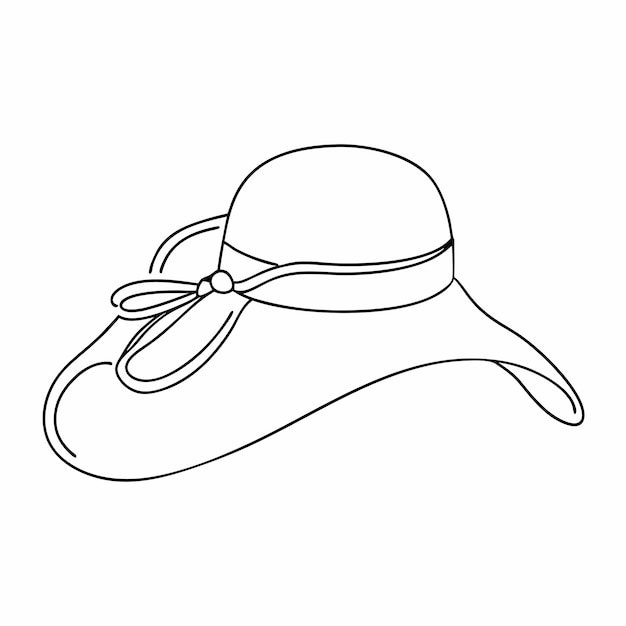 Vector summer hat isolated on white background continuous line drawing 5