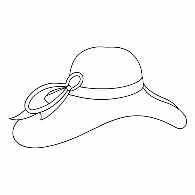 Vector summer hat isolated on white background continuous line drawing 7