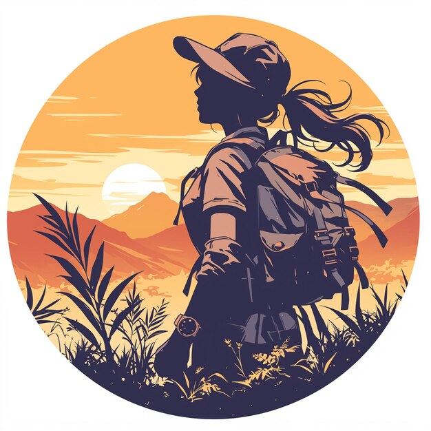 Vector summer hiking adventure logo