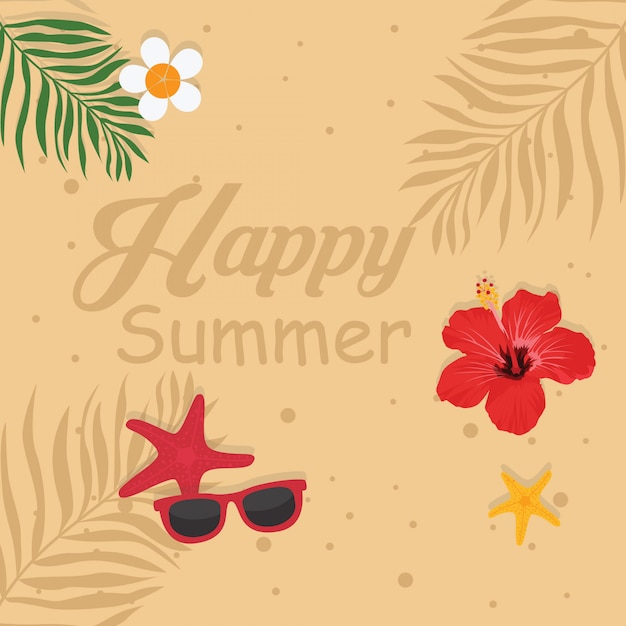 Summer holiday card  with happy summer text