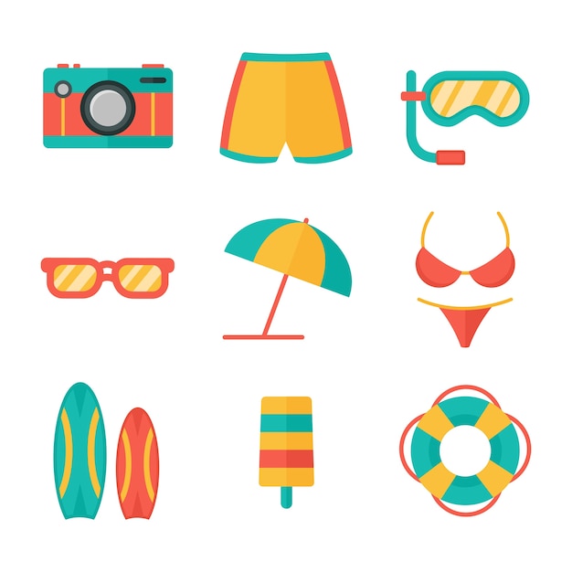 Summer and holiday icon set