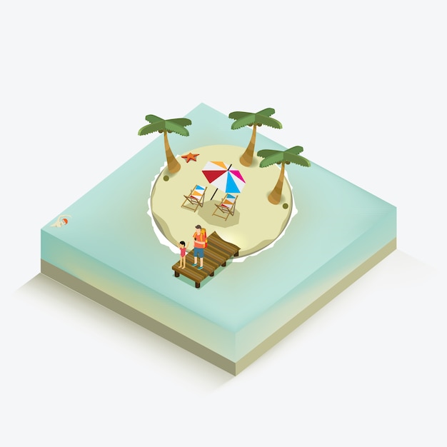 summer holiday isometric concept