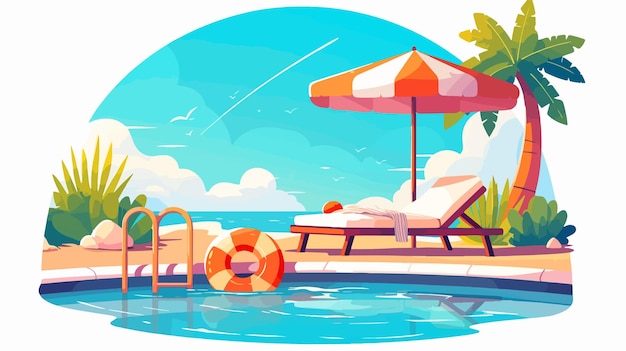 Summer Holiday Landscape with Swimming Pool Beauty