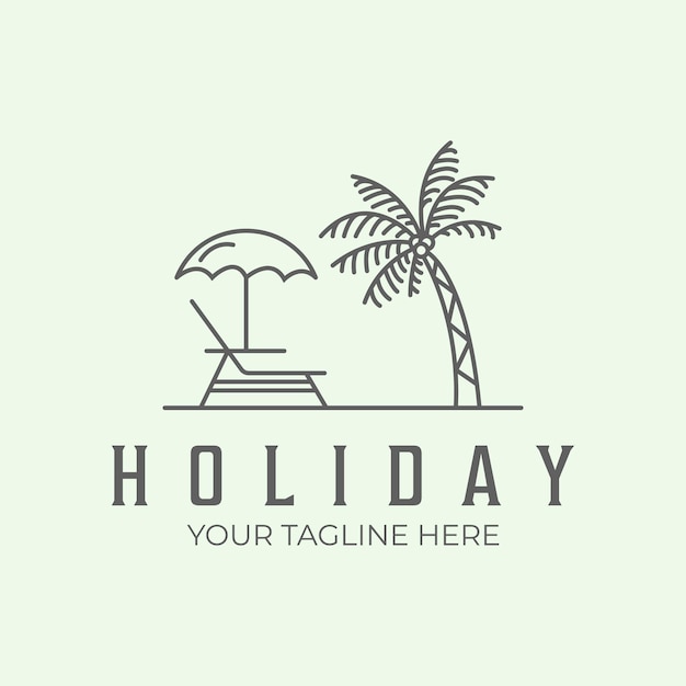 Vector summer holiday line beach design art minimalist illustration logo