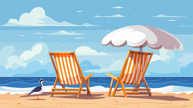 Summer Holiday Sea View Vector Illustration