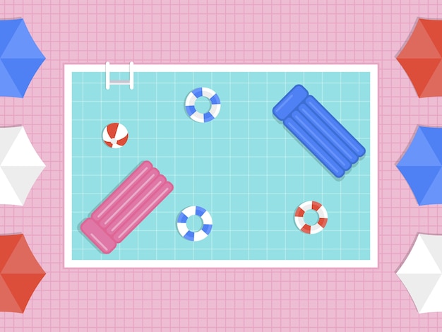 Summer Holiday, Top view Swimming pool vector