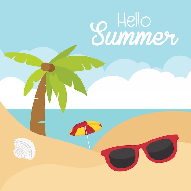 summer holiday tropical beach card 