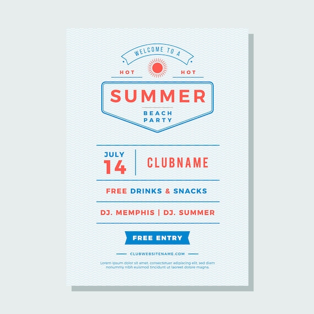 Summer holidays beach party flyer typography night club event label design Vector illustration good for posters or flyers