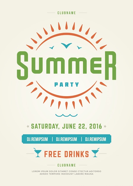 Summer Holidays Beach Party Poster or Flyer template Design