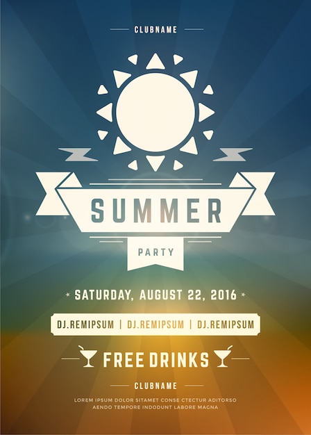 Vector summer holidays beach party poster or flyer template design