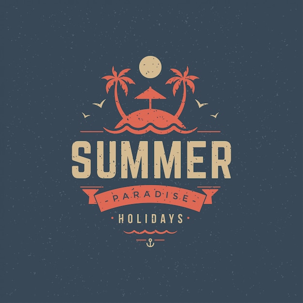 Summer holidays label or badge typography slogan design