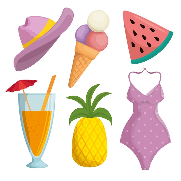 summer holidays set icons vector illustration design