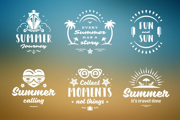 Summer holidays typography inspirational quotes or sayings design for t-shirts, mugs, greeting cards, photo overlays, decor prints and poster vector illustration. Symbols and objects.